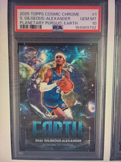 2025 Topps Cosmic Chrome Planetary Pursuit Earth Shai Gilgeous-Alexander #1 front