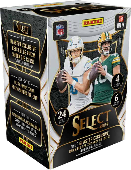 2024 Panini Select Football 6-Pack Blaster Box (RED & BLUE PRIZM SHOCK DIE-CUTS)