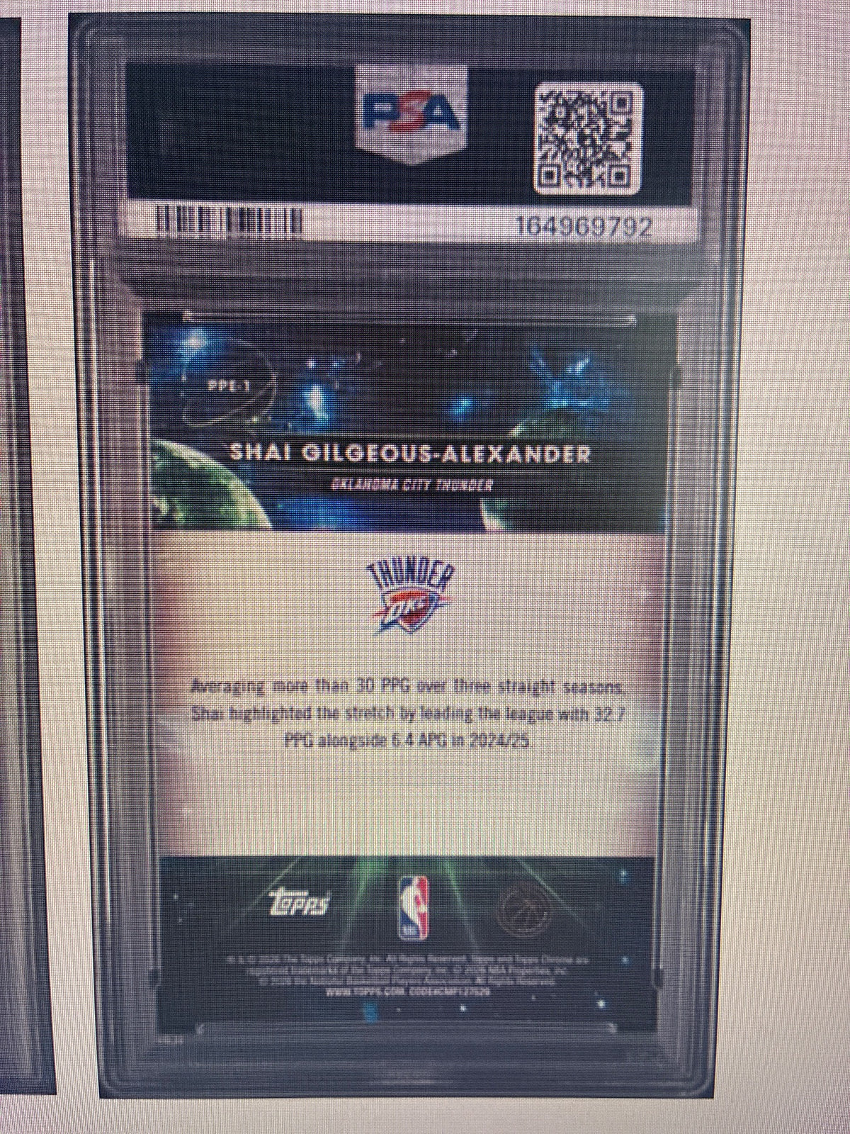 2025 Topps Cosmic Chrome Planetary Pursuit Earth Shai Gilgeous-Alexander #1 back