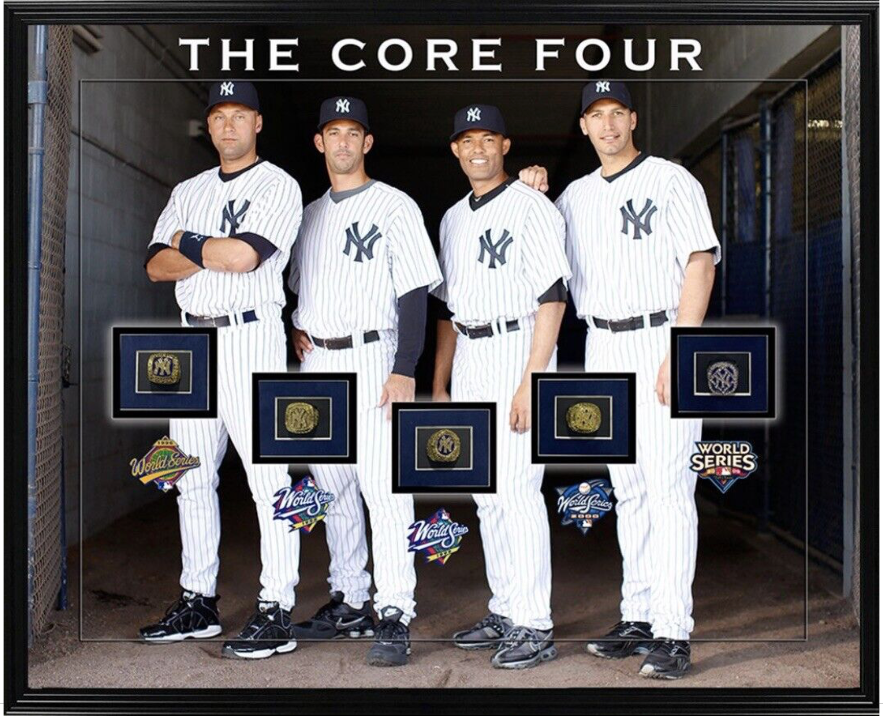 New York Yankees Core 4 Framed Photo Championship Ring Shadowbox