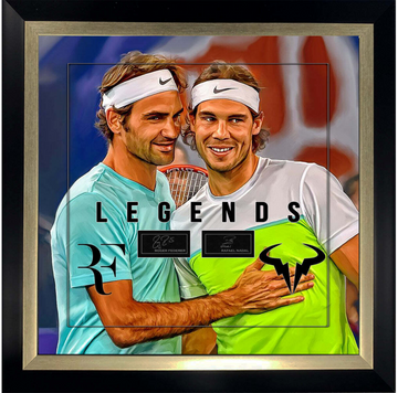 Rodger Federer & Rafael Nadal Framed Photo Engraved Signatures
