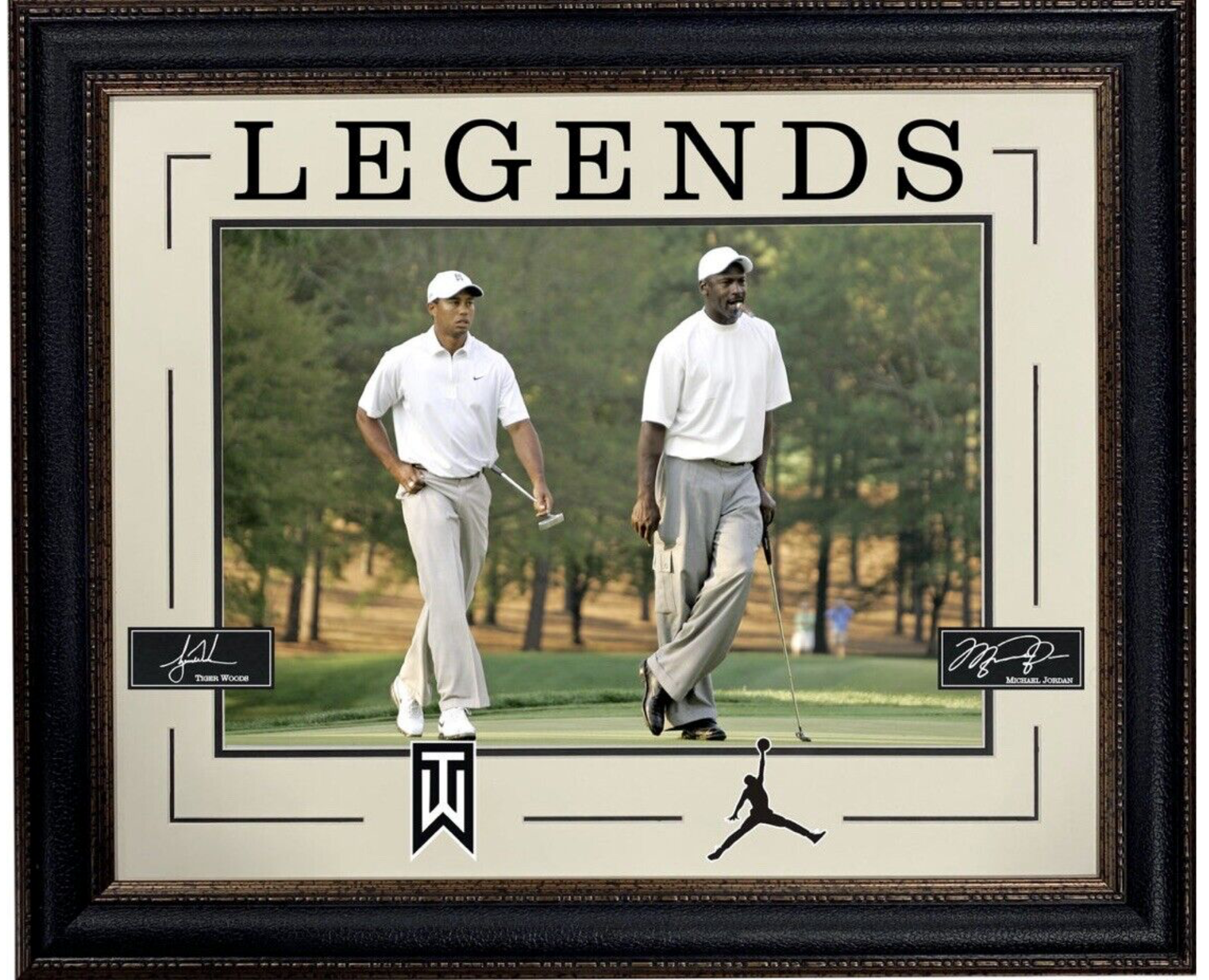 Tiger Woods and Michael Jordan Framed Photo Golfing